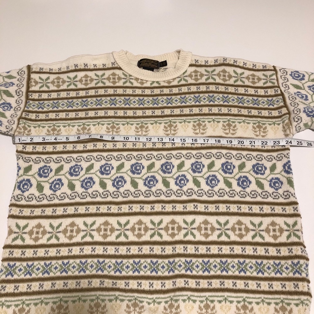 Vtg Eddie Bauer Fair Isle Cottagecore Sweater L (labeled Petite) - Picture 6 of 9